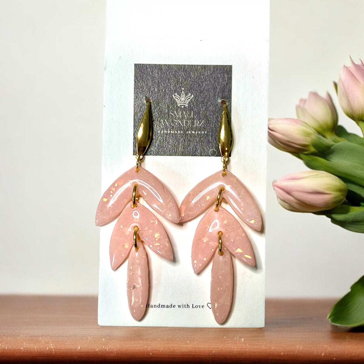 Pink Opal Dangle Earrings