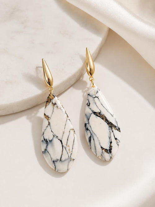 Black & White Marble Statement Earrings