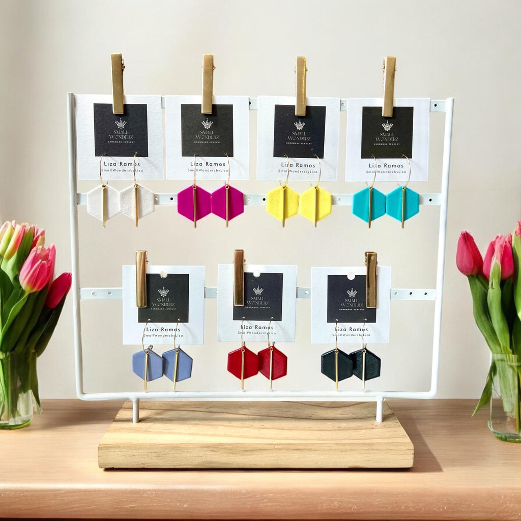 Geometric Polymer Clay Hoop Earrings