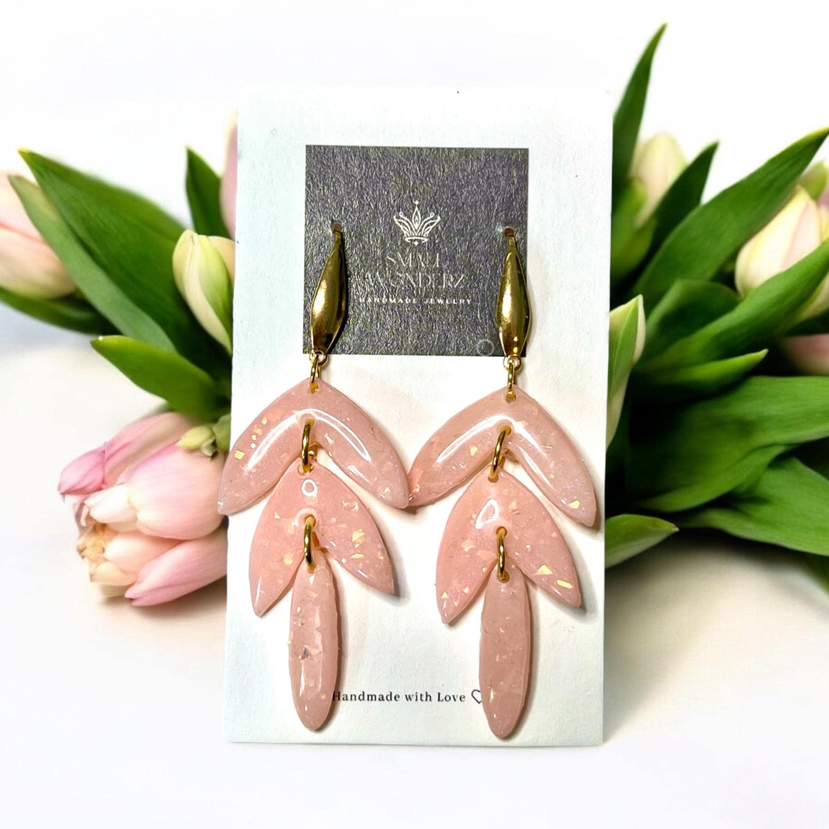 Pink Opal Dangle Earrings