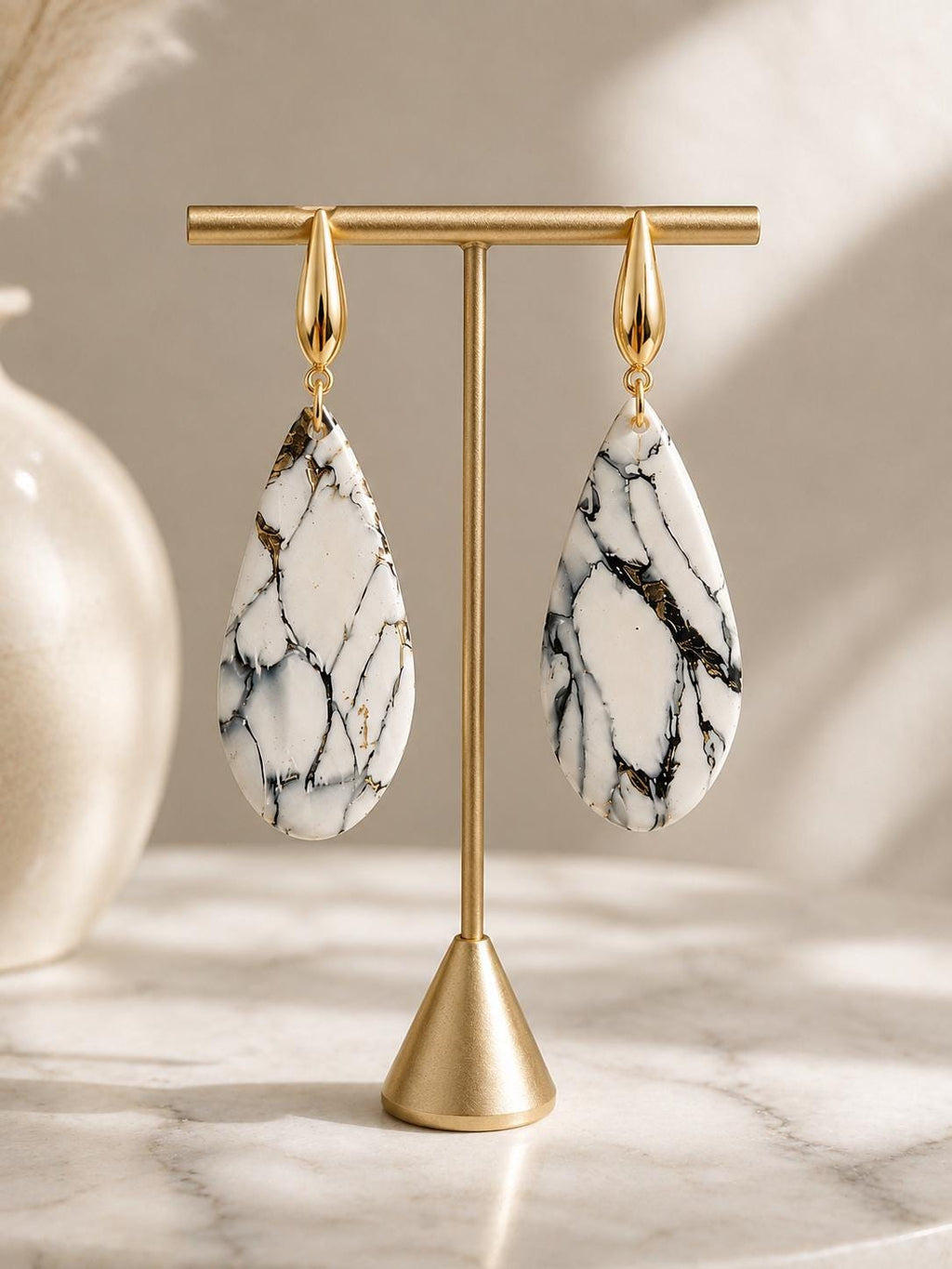 Black & White Marble Statement Earrings