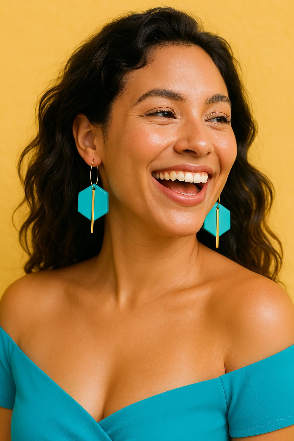 Geometric Polymer Clay Hoop Earrings