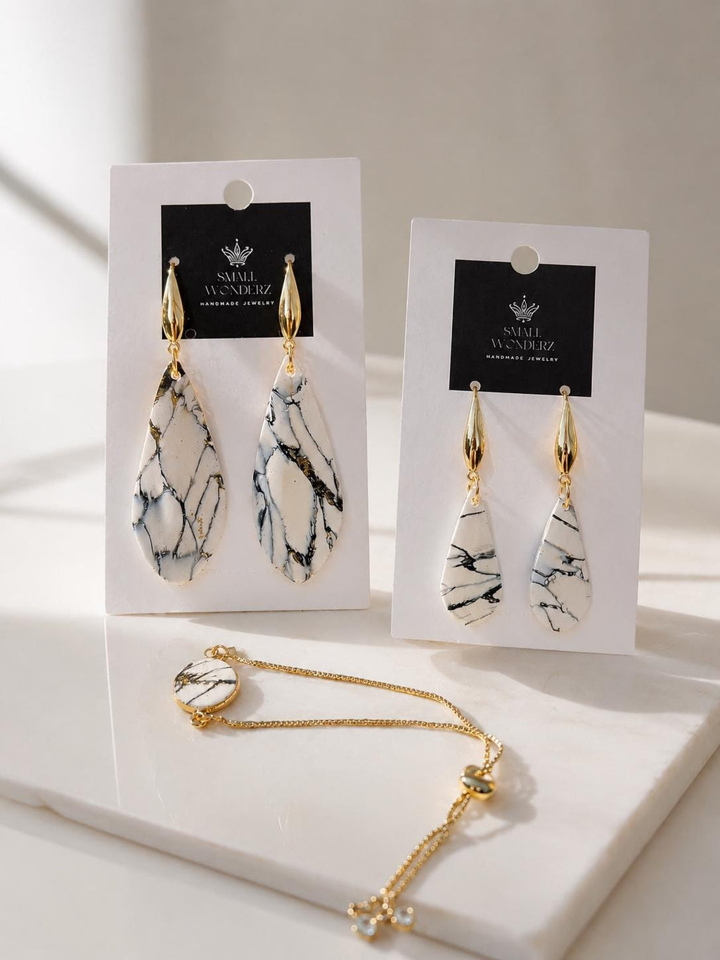 Black & White Marble Statement Earrings