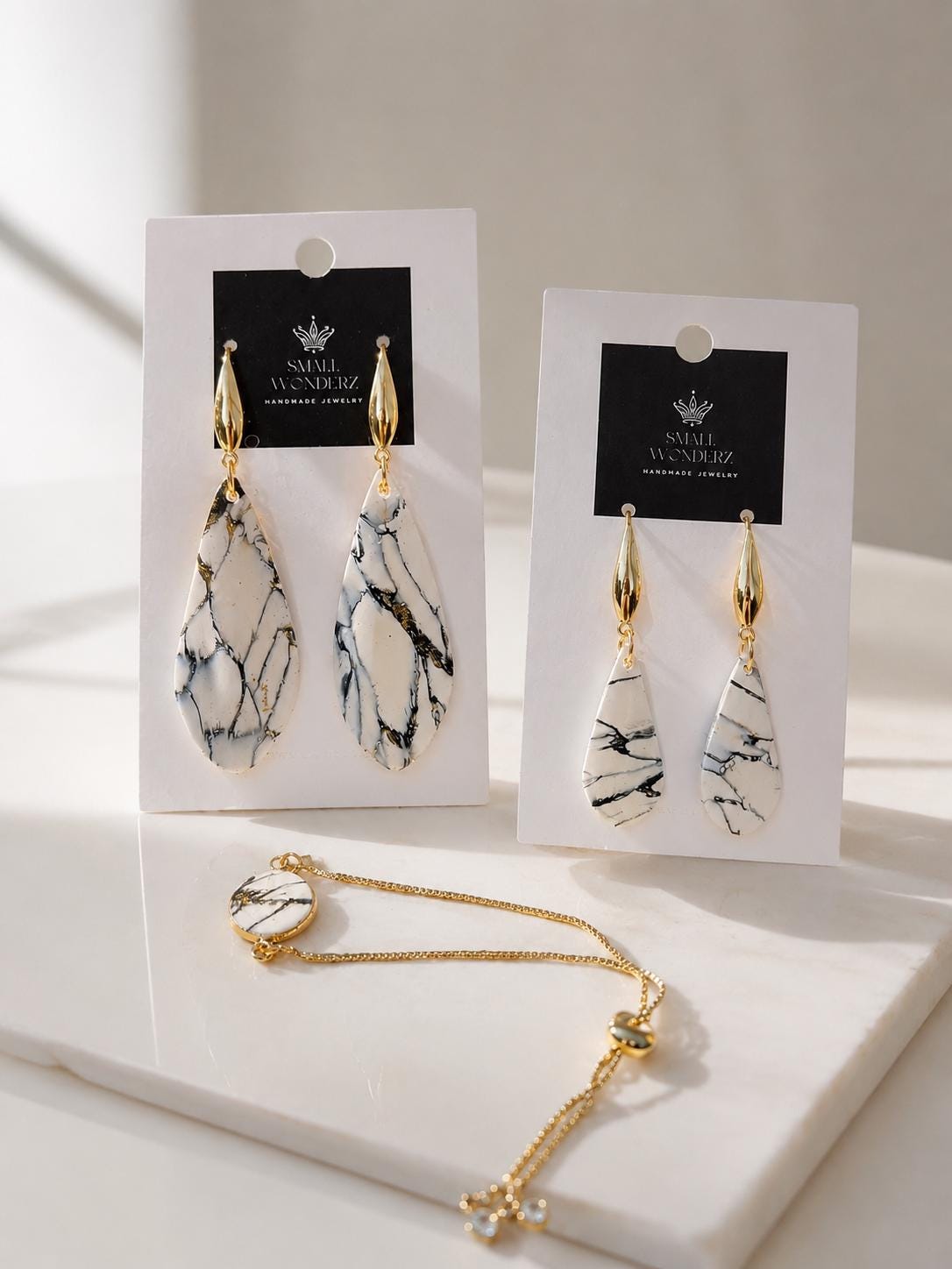 Black & White Marble Statement Earrings