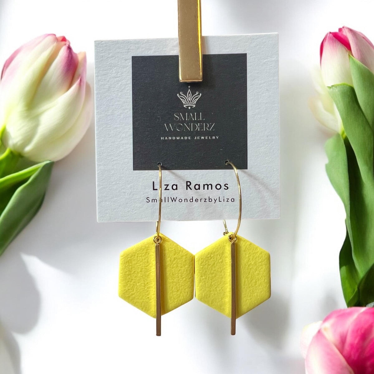 Geometric Polymer Clay Hoop Earrings