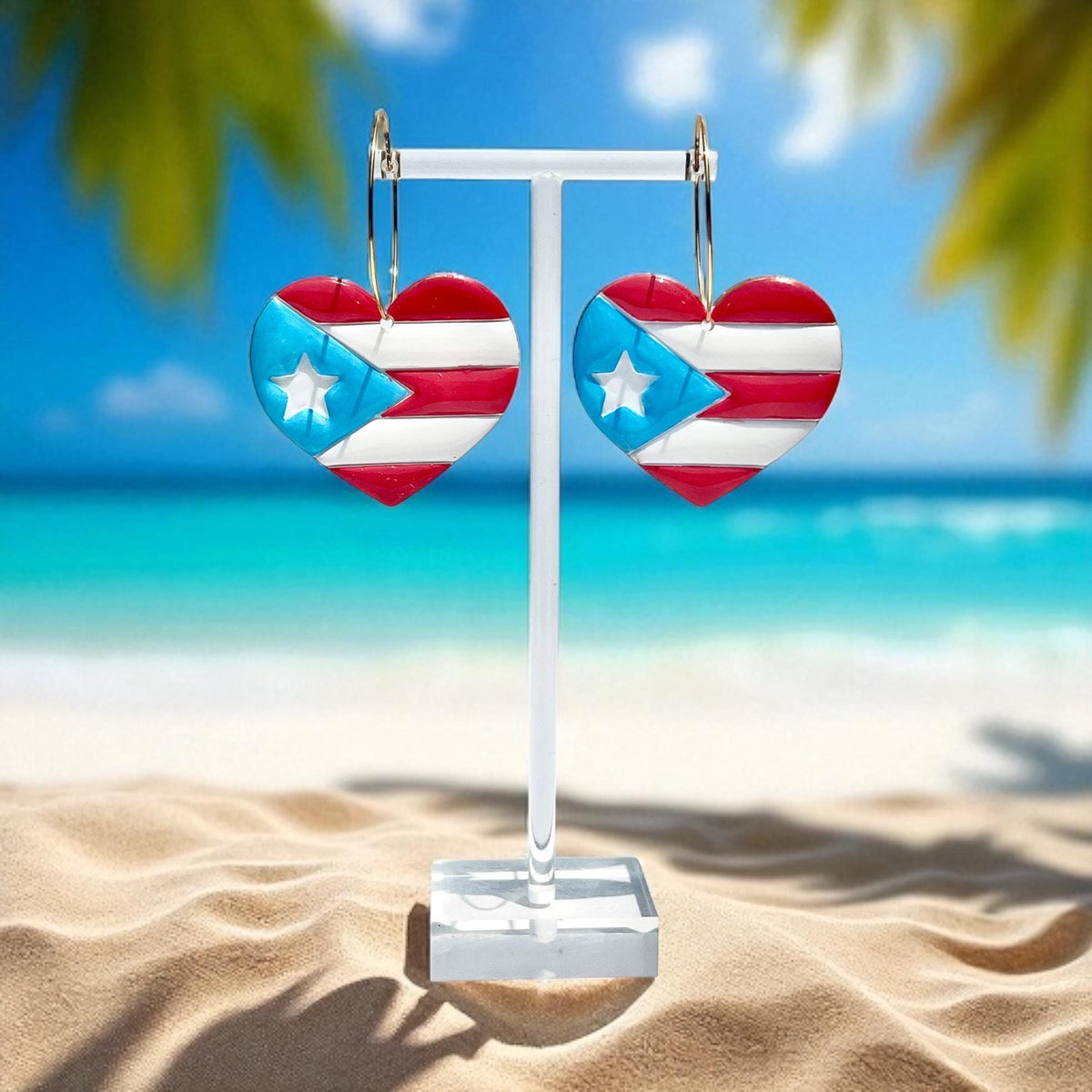 Wepa Hoops - Corazón Boricua Puerto Rico Heart Earrings