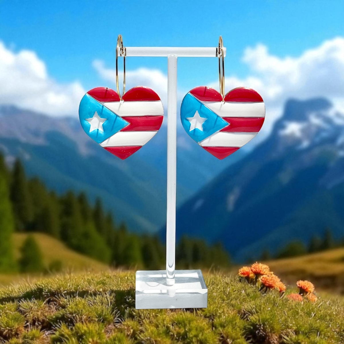 Wepa Hoops - Corazón Boricua Puerto Rico Heart Earrings