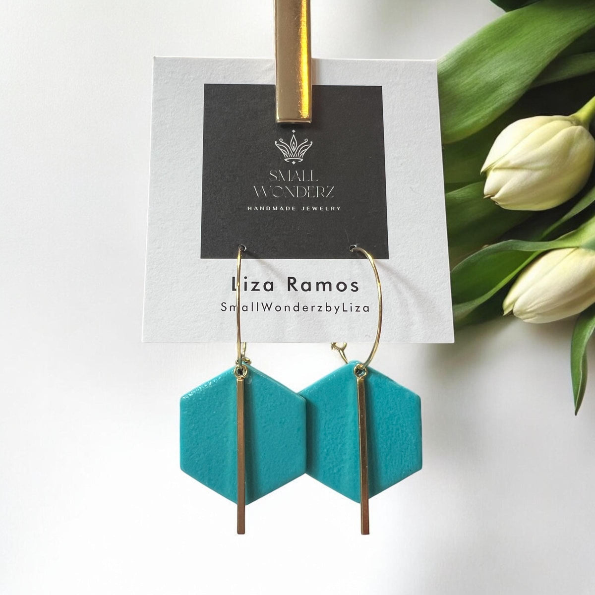 Geometric Polymer Clay Hoop Earrings