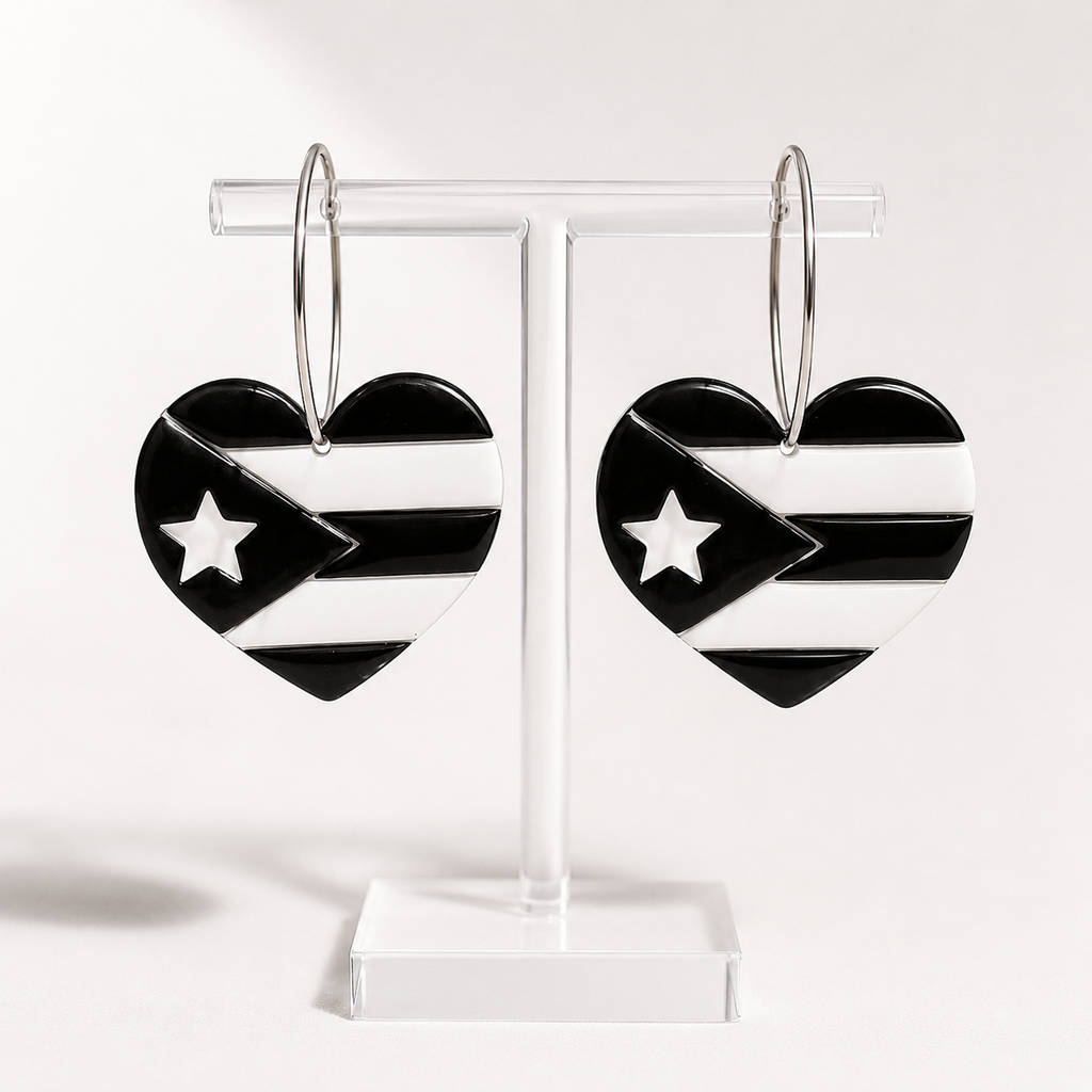 Resistencia Boricua Heart Earrings
