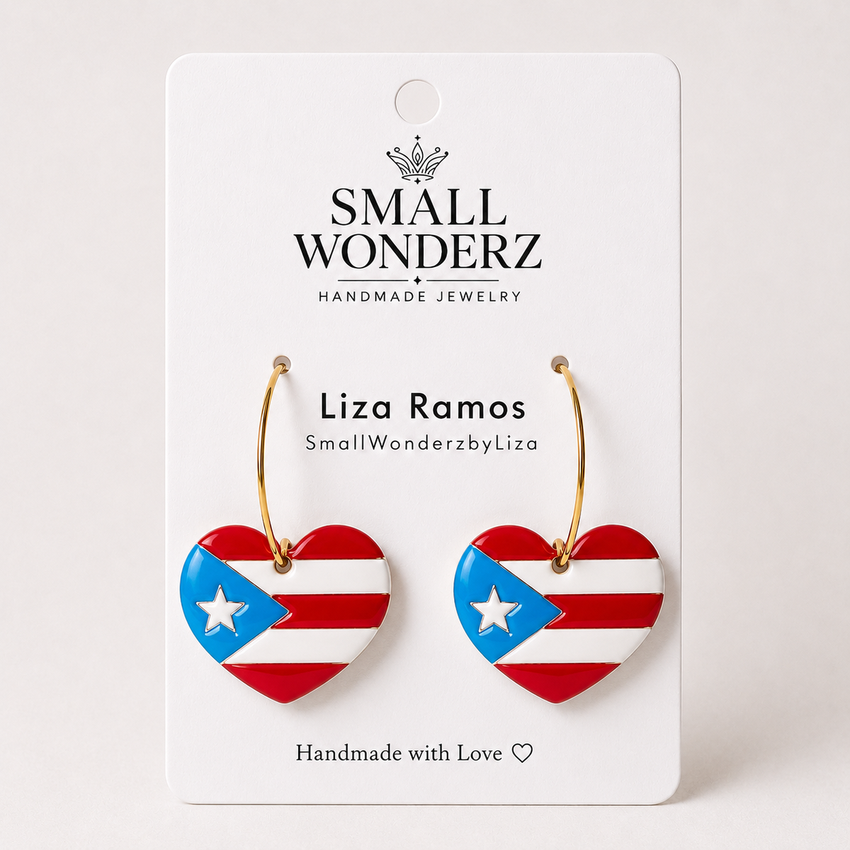 Wepa Hoops - Corazón Boricua Puerto Rico Heart Earrings