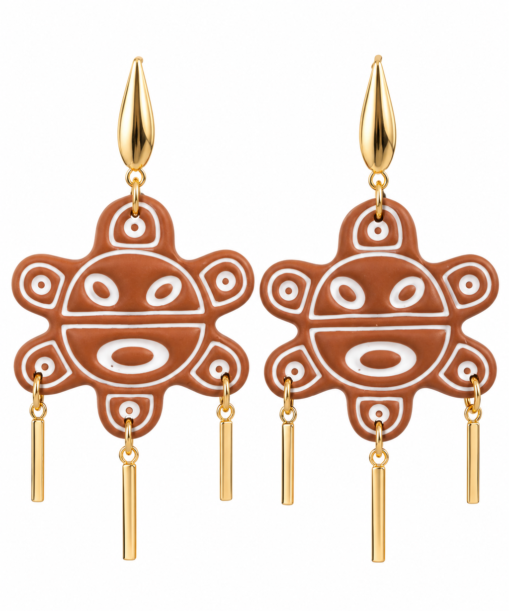 Taíno Sun Chandelier Earrings | Handmade Puerto Rican Statement Jewelry