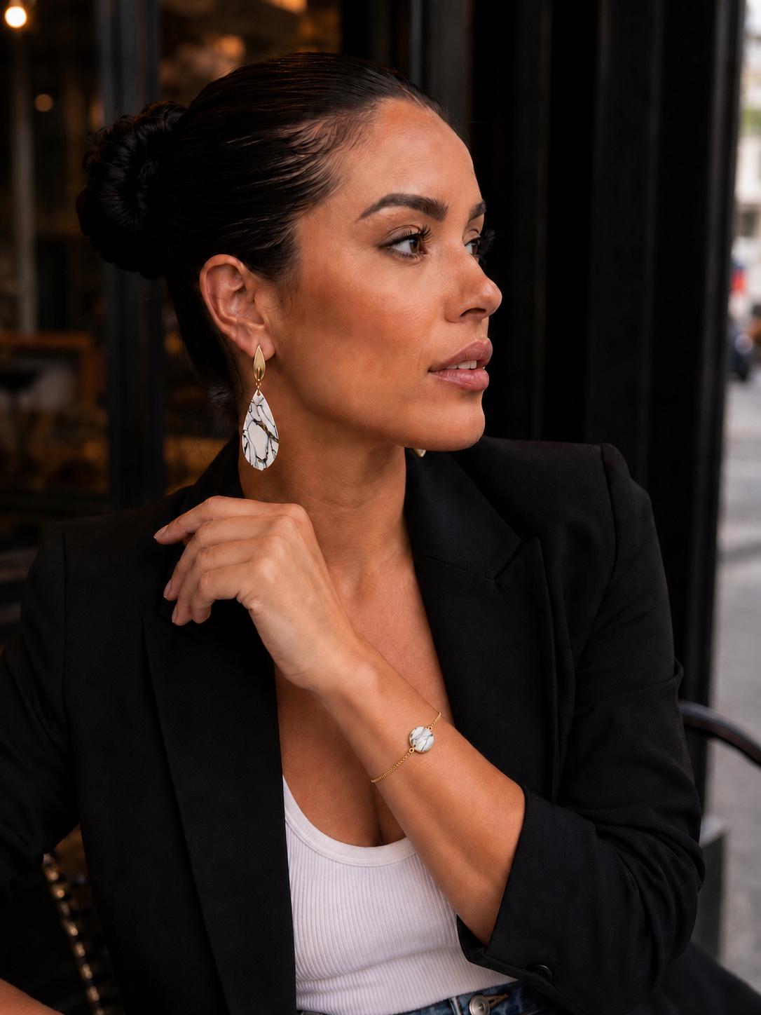 Black & White Marble Statement Earrings