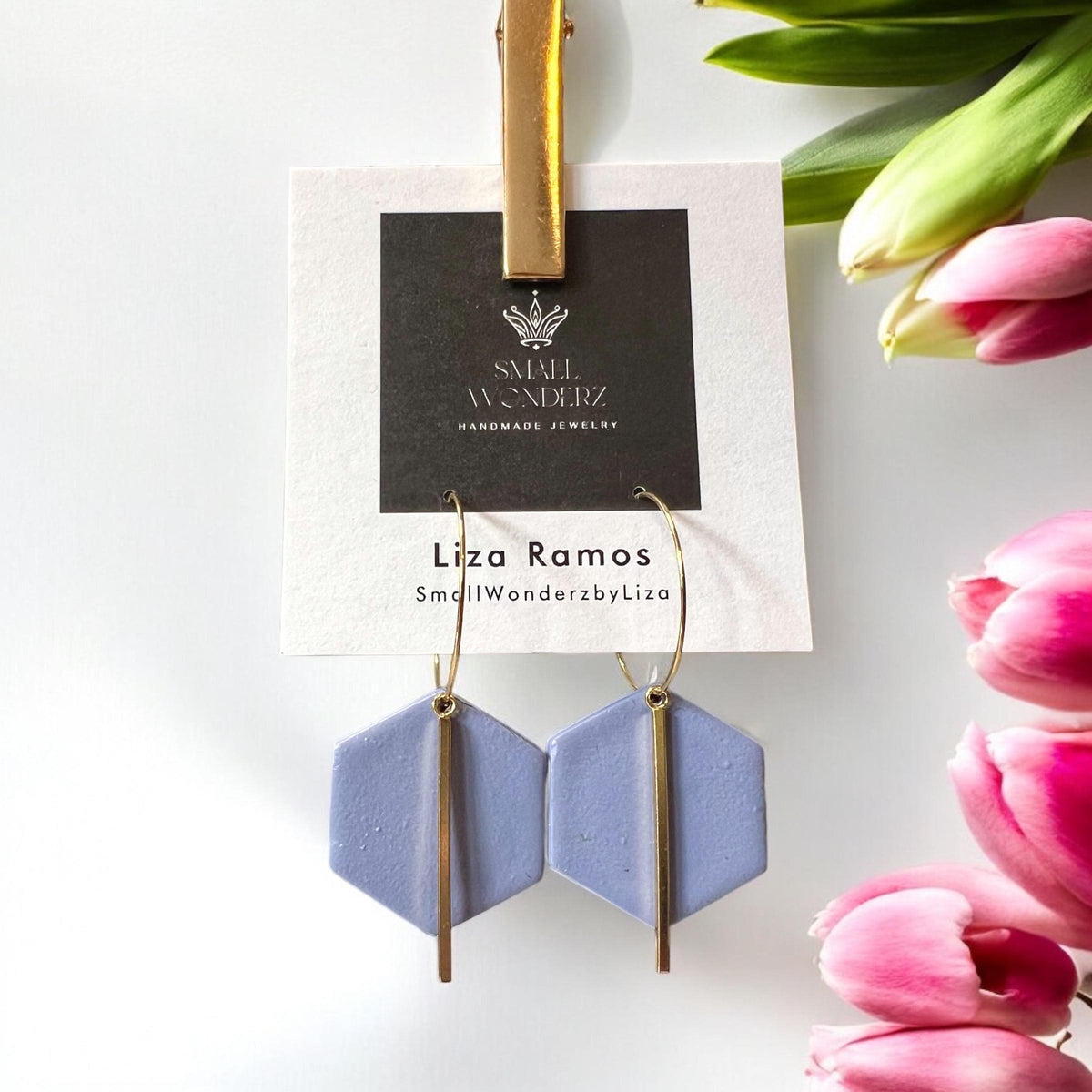Geometric Polymer Clay Hoop Earrings