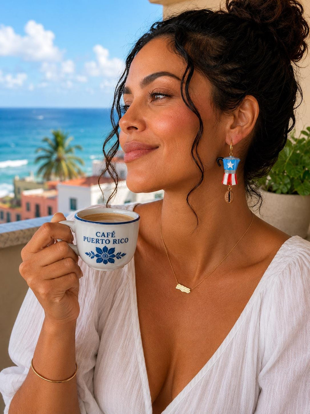 Puerto Rico Greca Cafecito Earrings