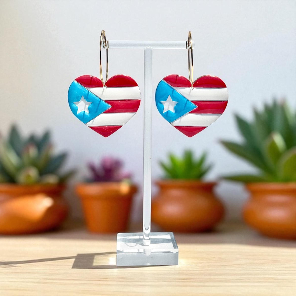 Wepa Hoops - Corazón Boricua Puerto Rico Heart Earrings