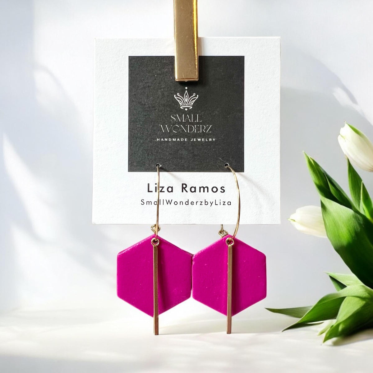 Geometric Polymer Clay Hoop Earrings