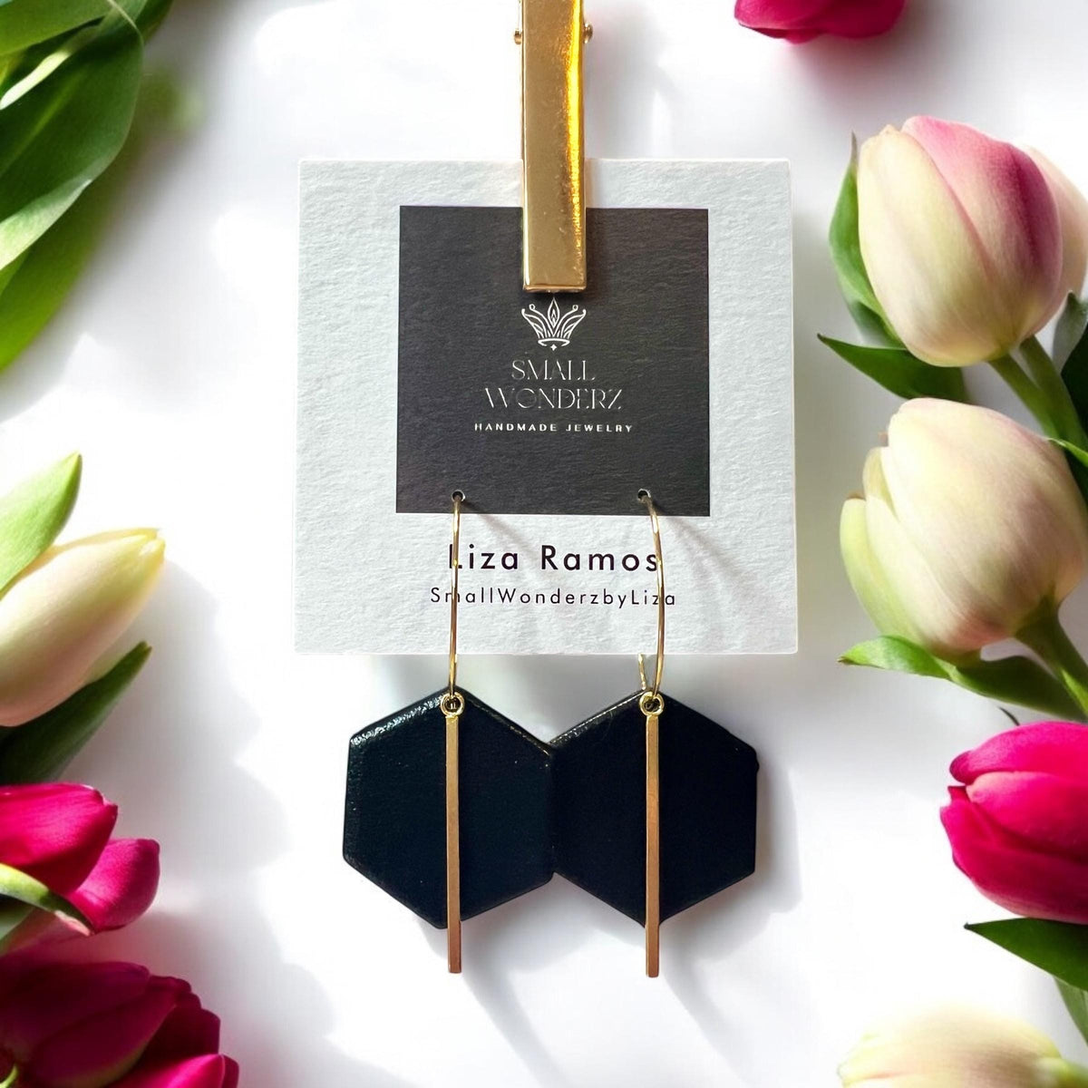 Geometric Polymer Clay Hoop Earrings